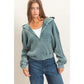 Waffle Zip-Up Hoodie I Dark Teal
