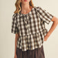 Gingham Peplum Blouse