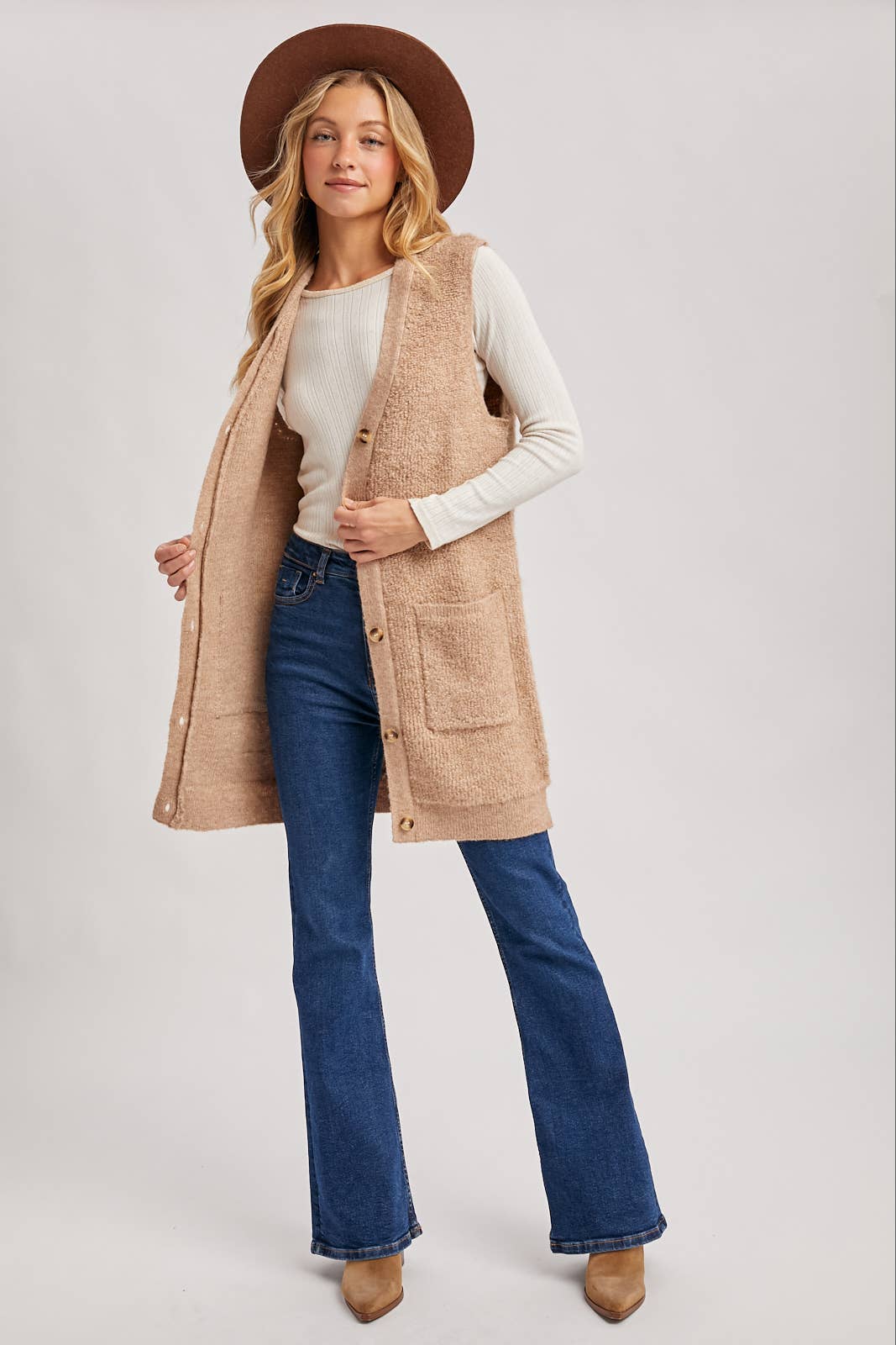 Teddy Knit Longline Vest