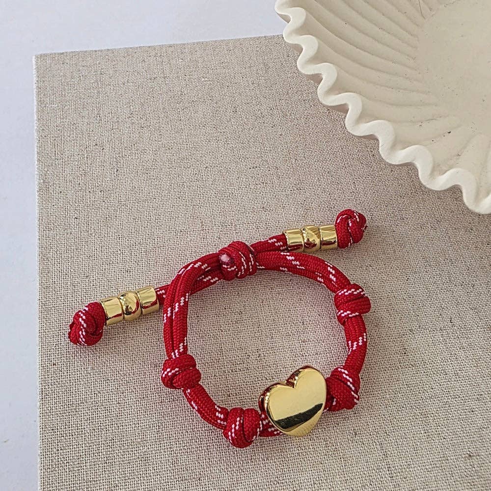 Heart Knot Cord Bracelet I Orange