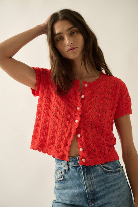 Pointelle Crochet Cardigan