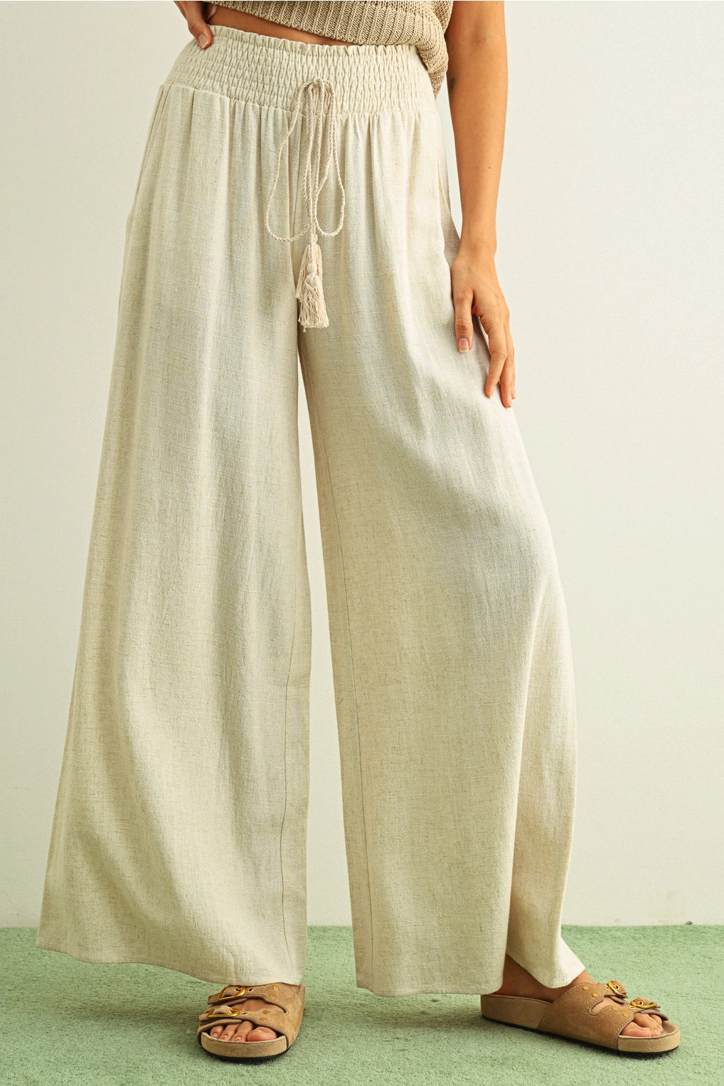Linen Smocked Pants