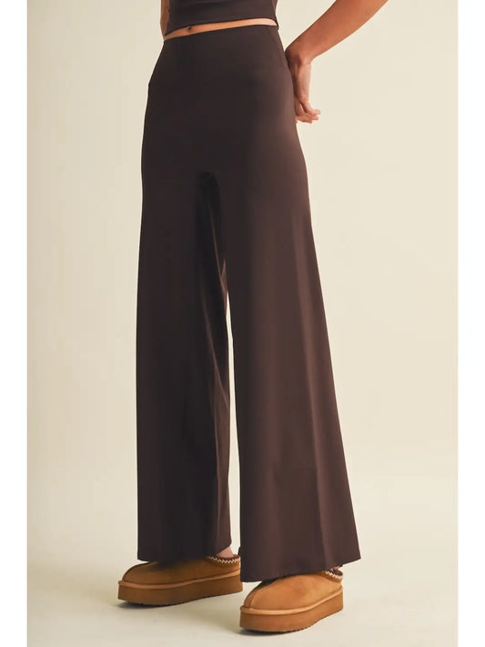 The Soft Stretch Wide Leg Pants I Brown