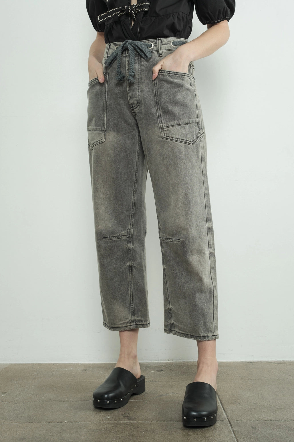 Barrel Denim Tie Pants