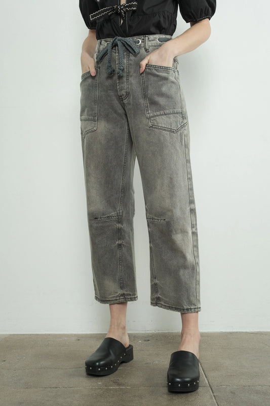 Barrel Denim Tie Pants