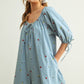 Embroidered Denim Romper