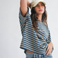 Oversized Stripe Boyfriend Tee I Blue