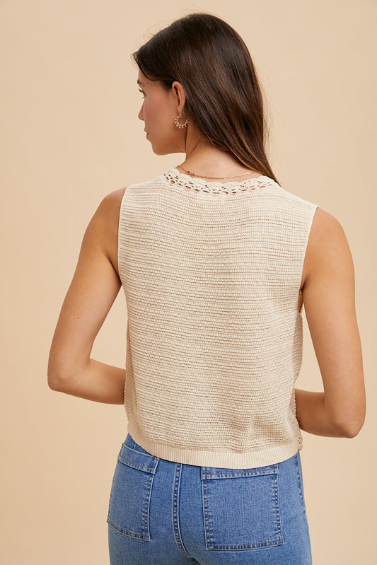 Crochet Lace Trim Vest