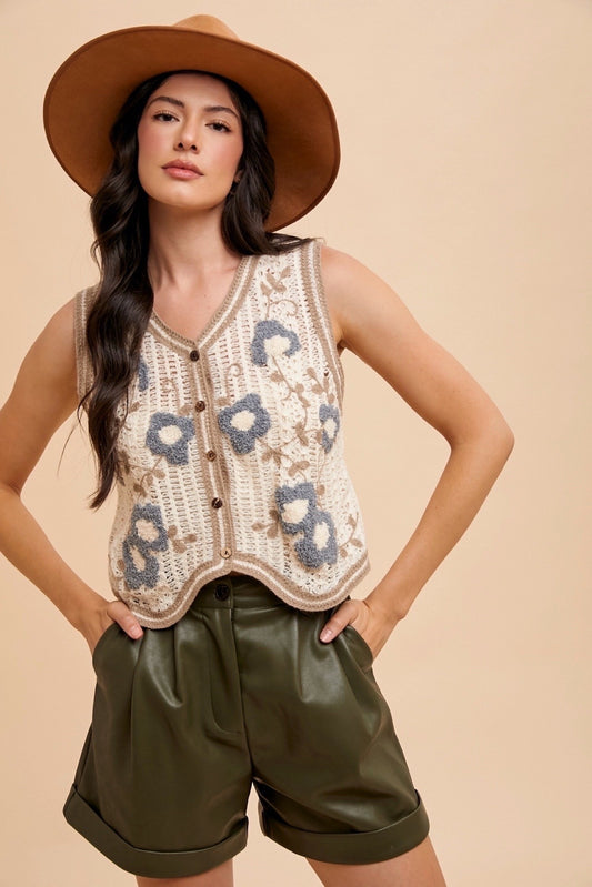 Floral Crochet Vest