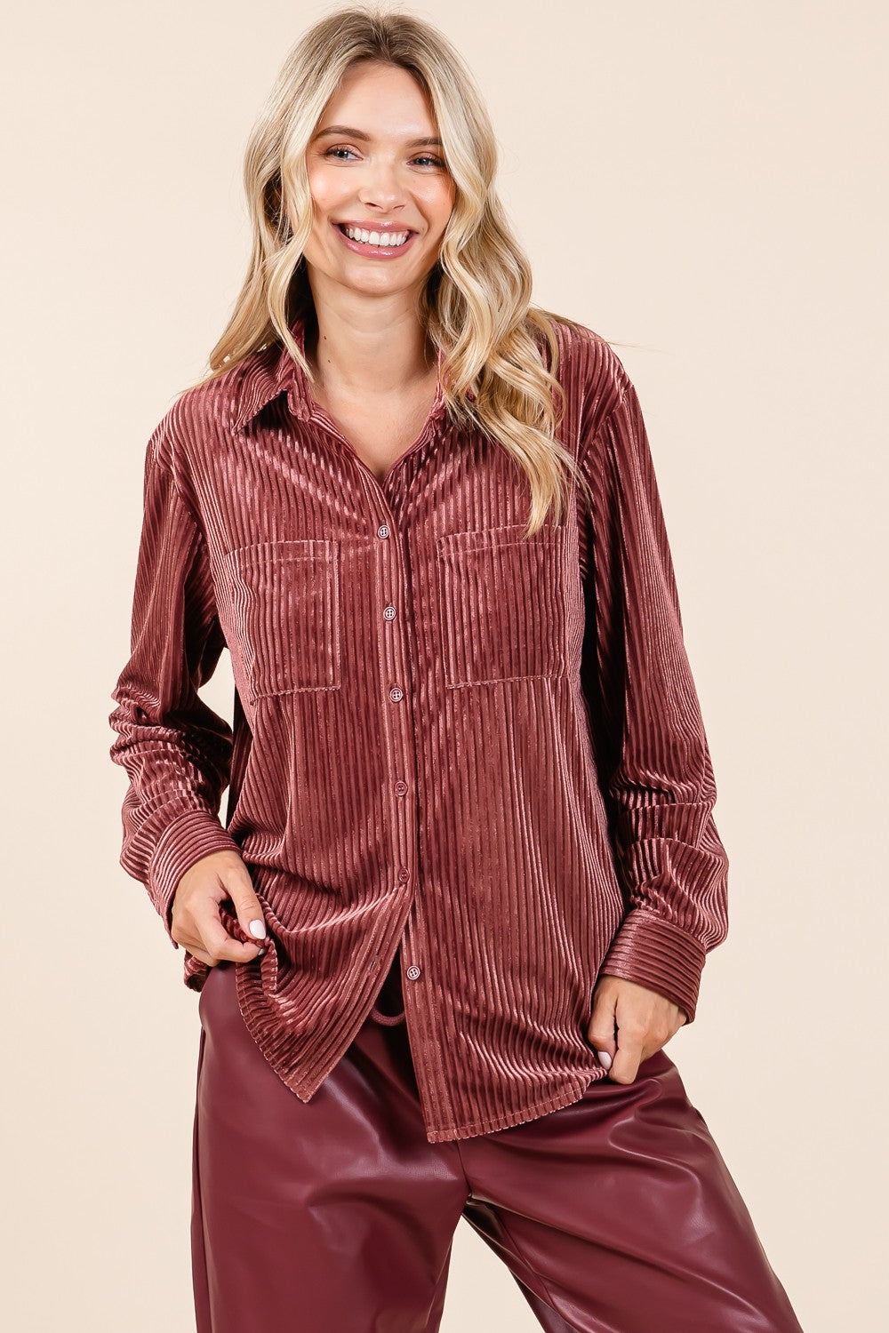 Velvet Button Up Shirt