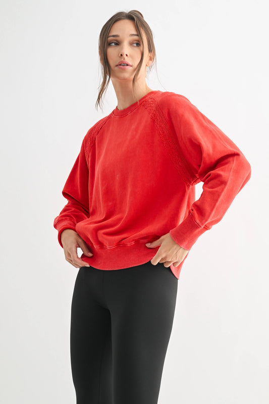 Mineral Wash Lace Pullover