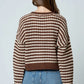 Stripe Crochet Knit Cardigan