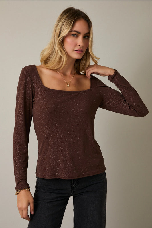 Square Neck Metallic Top