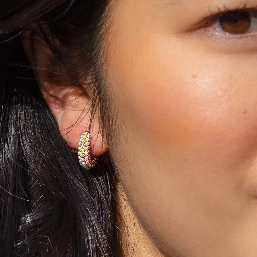 Pearl Mini Dot Hoops