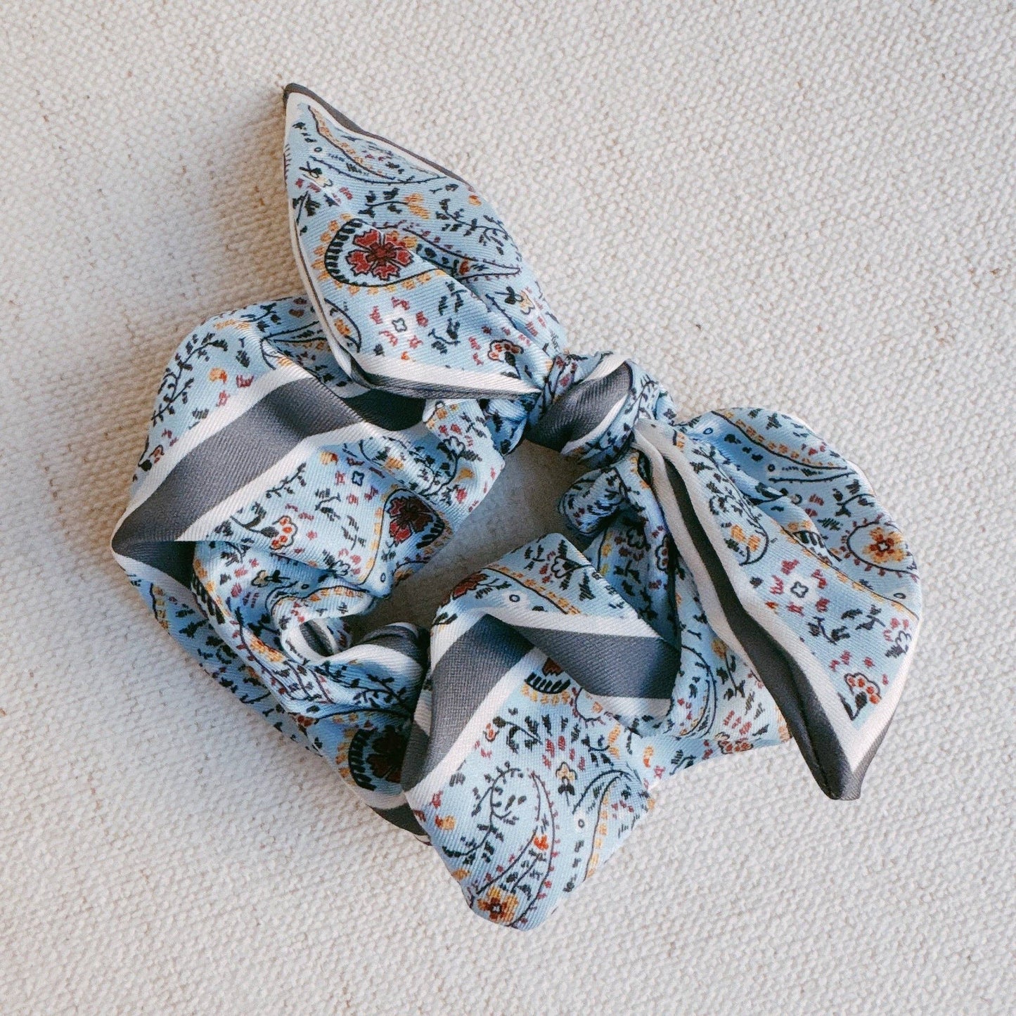 Bandana Tied Hair Scrunch: Black Bandana