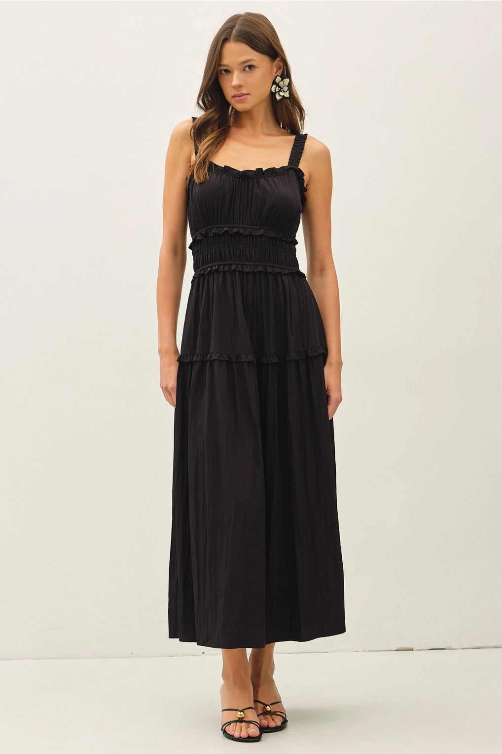 Midnight Ruffle Maxi Dress