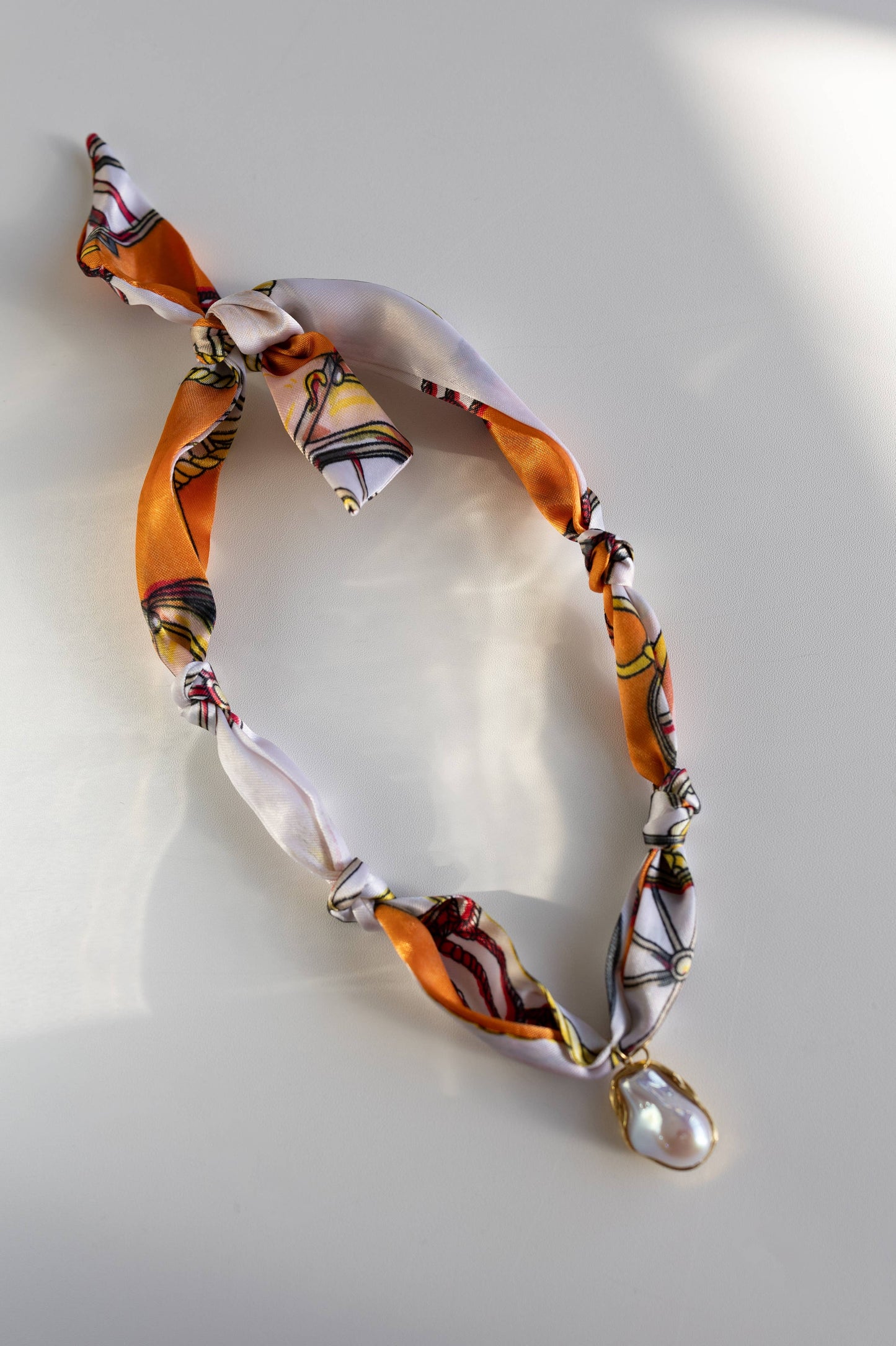 Mother of Pearl Scarf Necklace