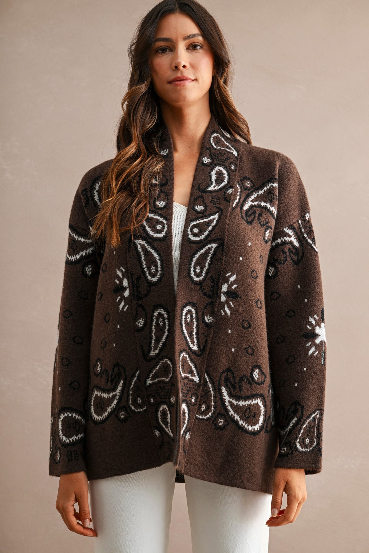 Chocolate Brown Paisley Cardi
