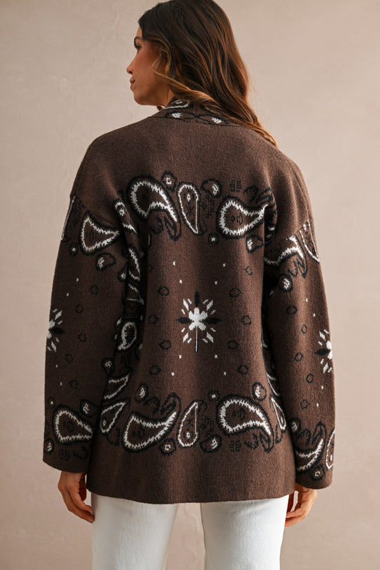 Chocolate Brown Paisley Cardi