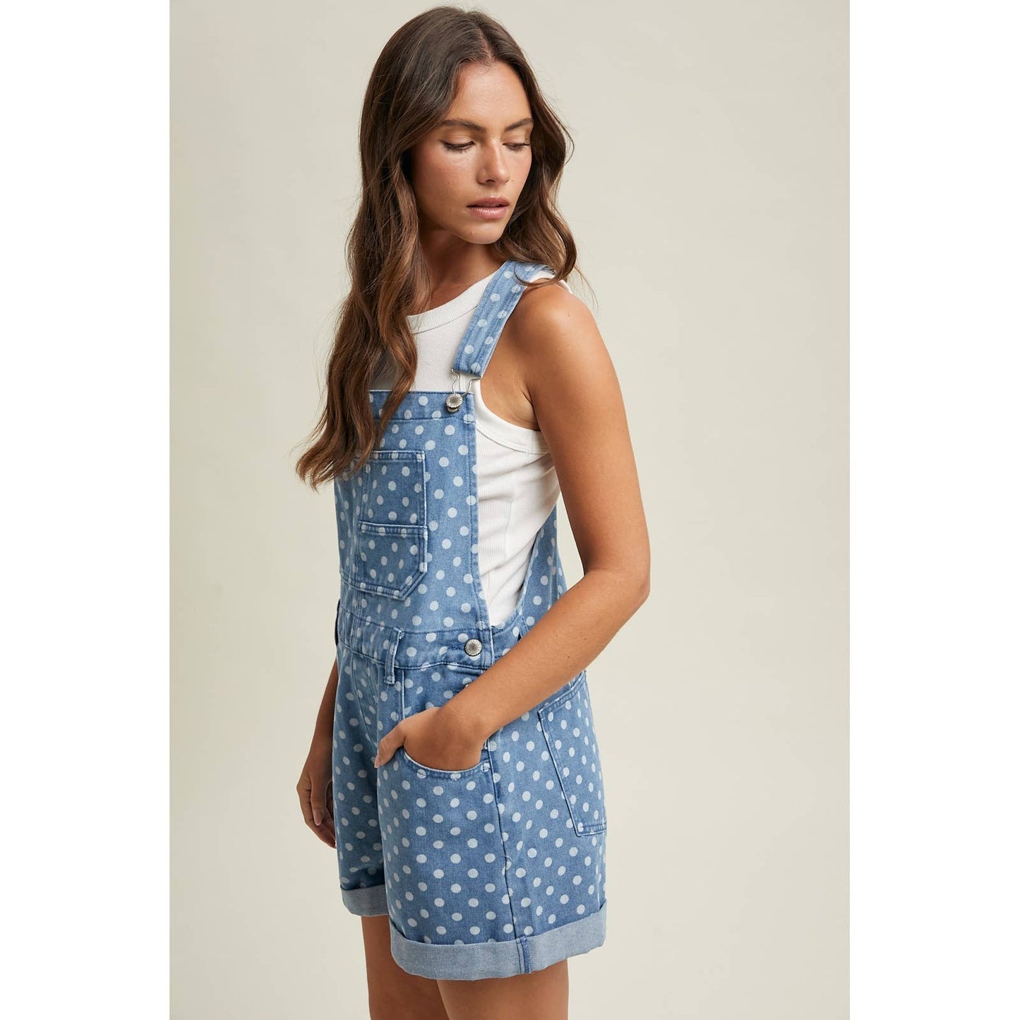Polka Dot Denim Overalls