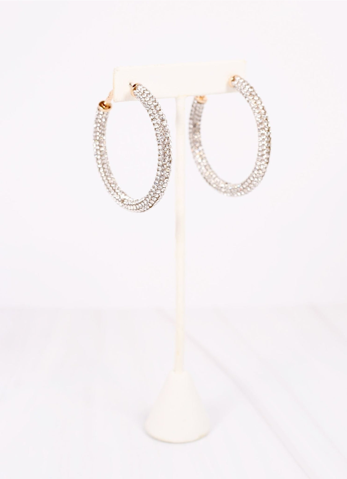 Rhinestone Hoop Earrings - Clear