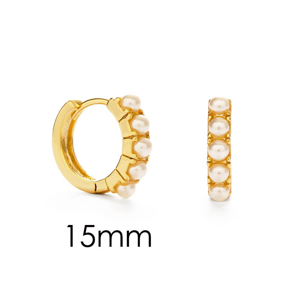 Pearl Huggie Hoops