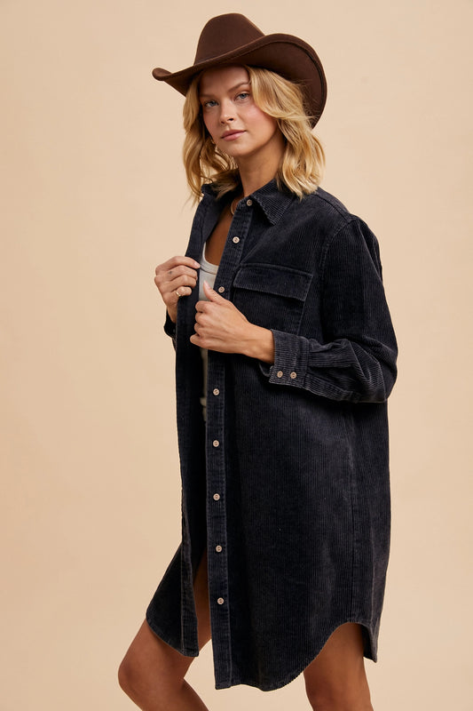 Garment Washed Corduroy Duster