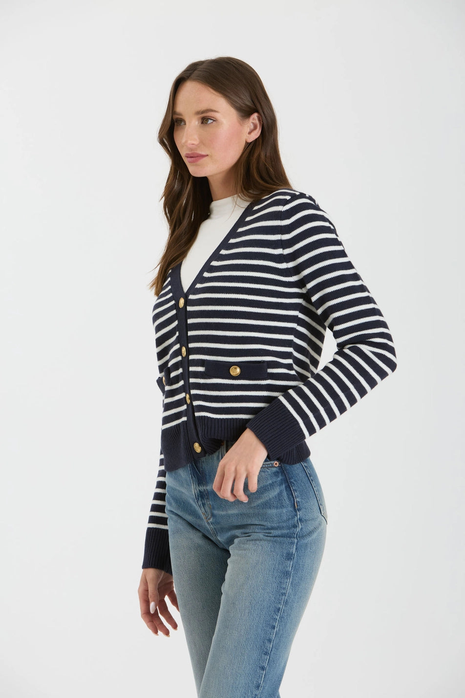 Stripe Gold Button Down Cardigan