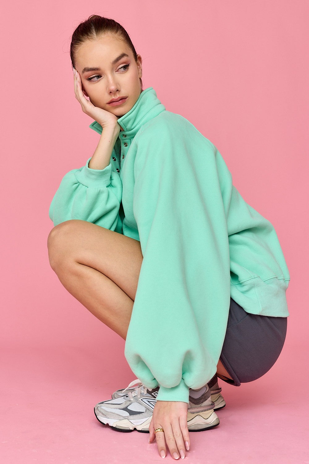 Piper Snap Button Crew I Green