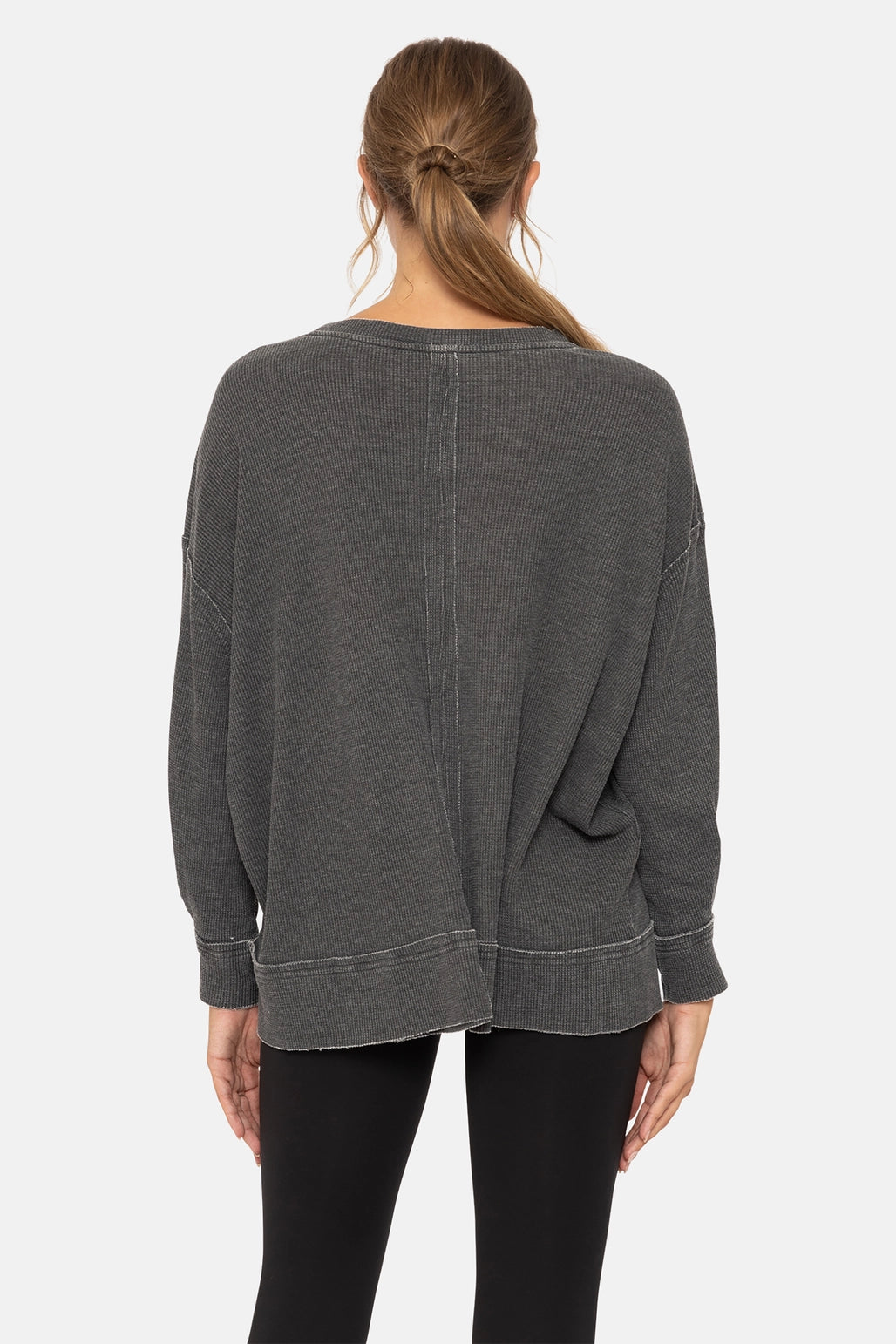 Waffle Knit Oversized Long Sleeve