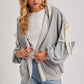 Lace-Trimmed Balloon Sleeve Zip Hoodie