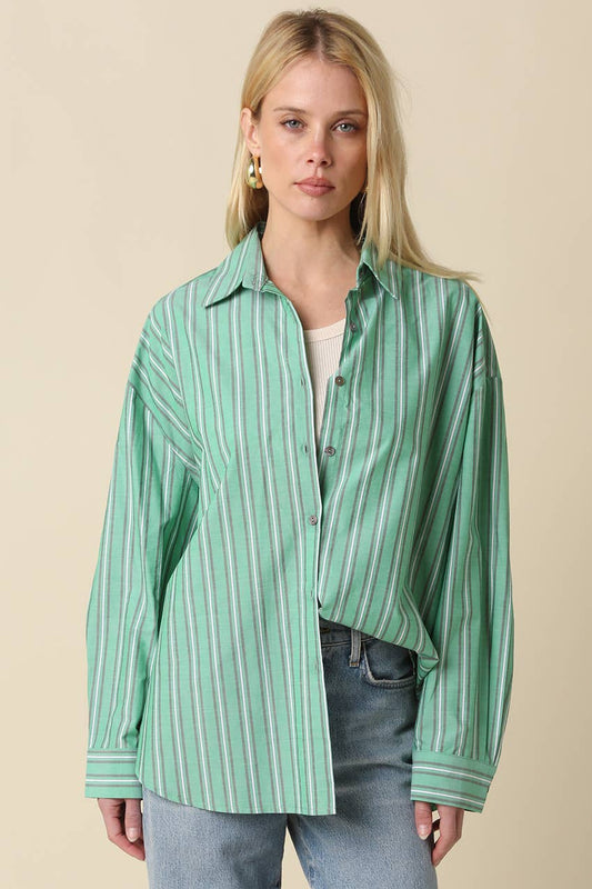 Green Stripe Button-Down Shirt