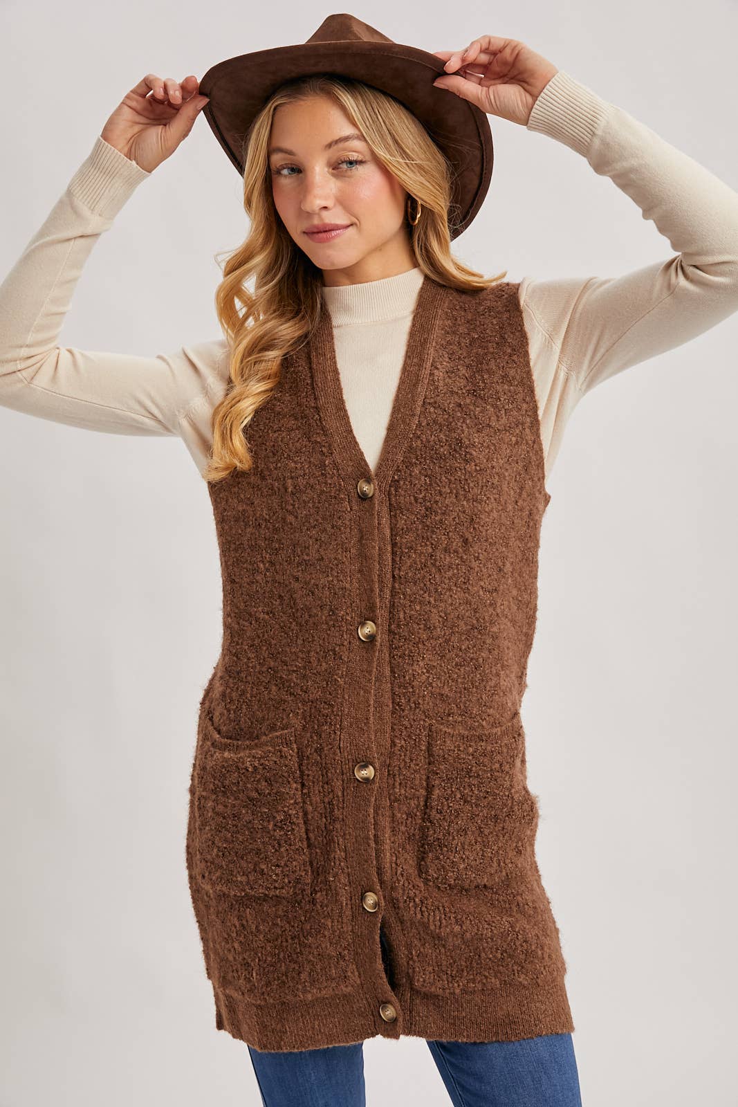 Teddy Knit Longline Vest