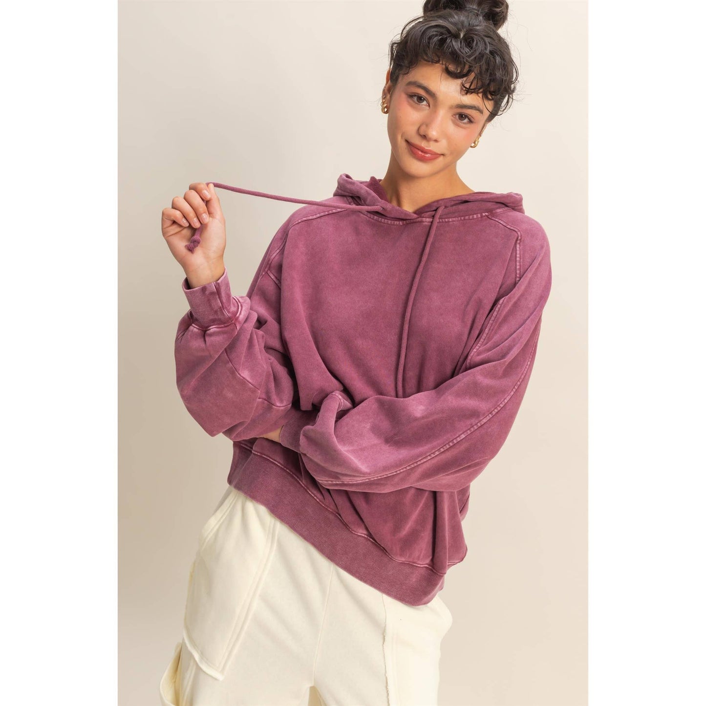 Mineral Wash Seam Hoodie I Taupe