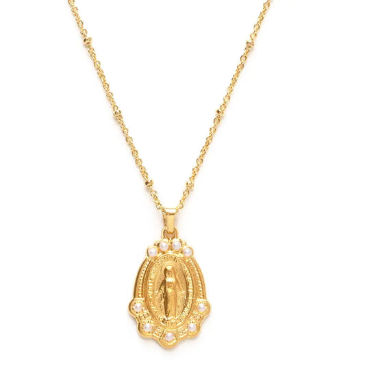Mary Medallion I Pearls
