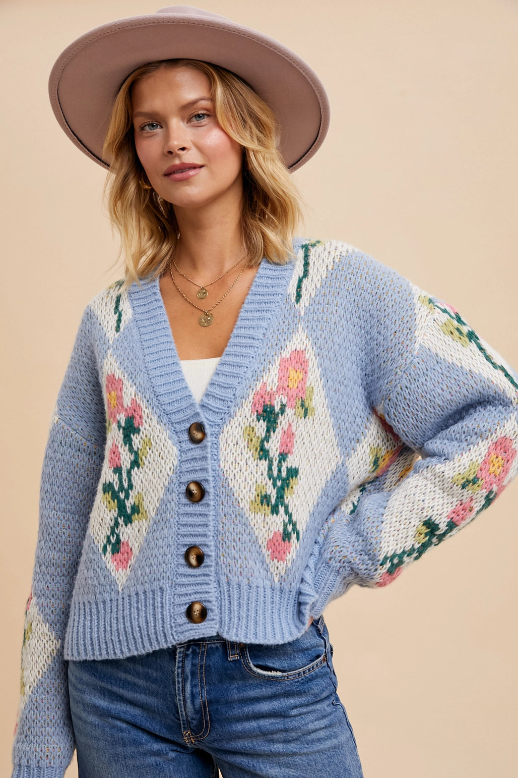 Chunky Floral Cardigan