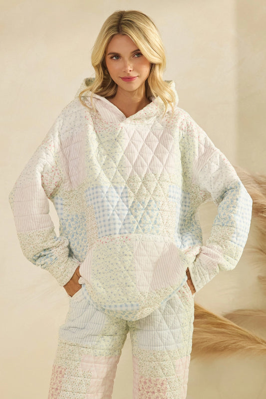 Floral Quilted Hoodie