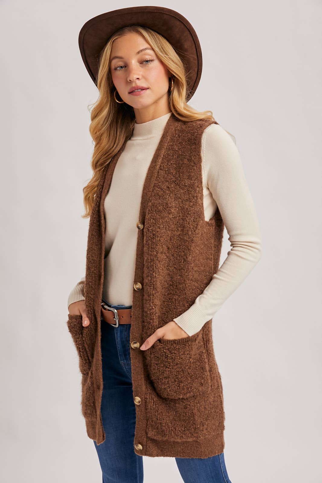 Teddy Knit Longline Vest