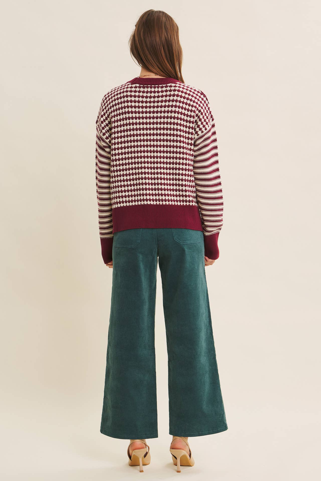 Navy Mixed Knit Stripe Pullover