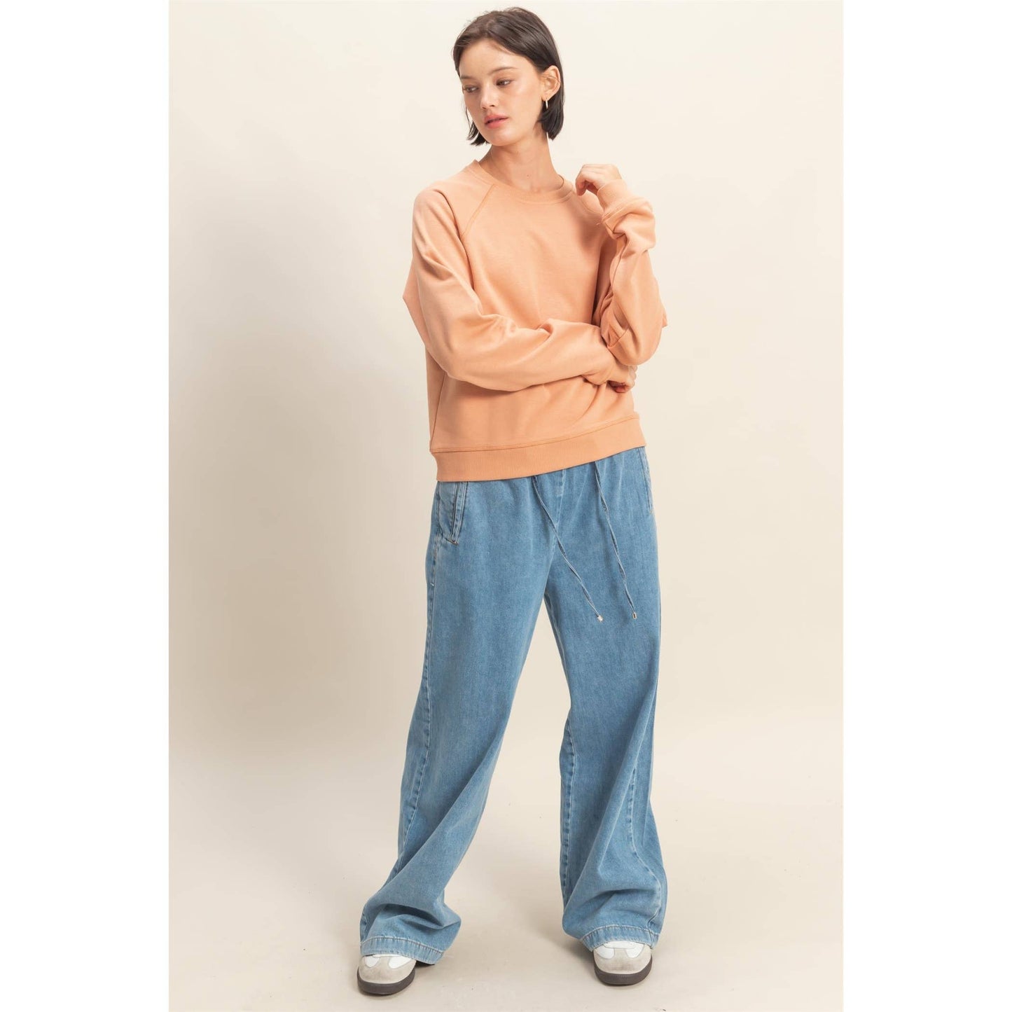 Soft + Slouchy Raglan Pullover I White