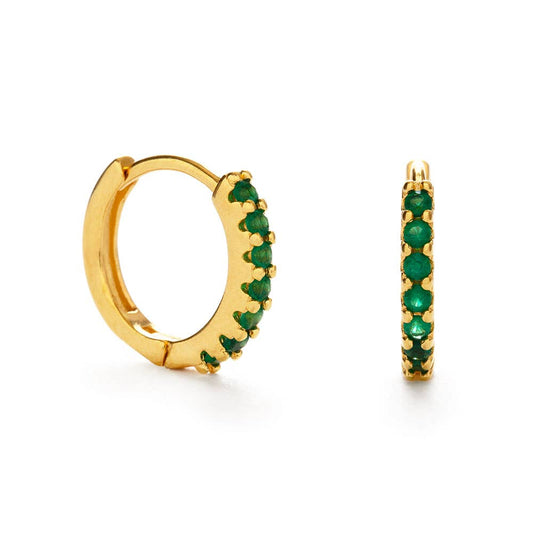 Emerald Huggie Hoop Earrings