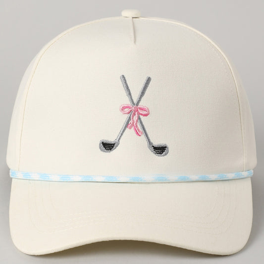 Golf Clubs Ribbon Embroidered Hat