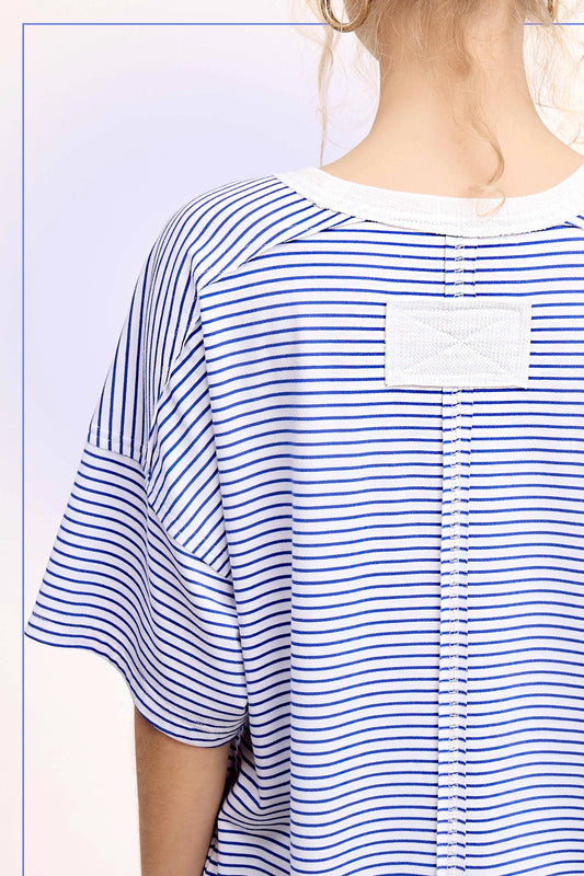 Royal Blue Basic Striped Top
