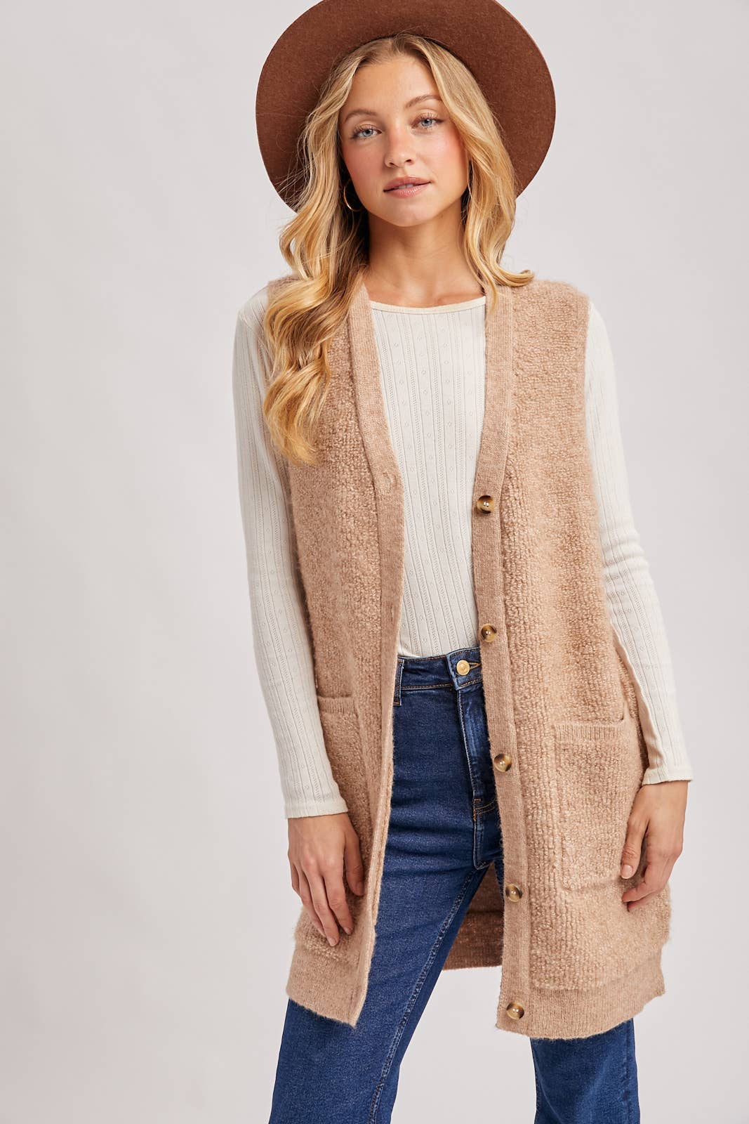 Teddy Knit Longline Vest