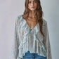 Sheer Floral Ruffle Blouse