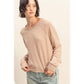 Striped Raglan Long Sleeve Top — Taupe/Cream