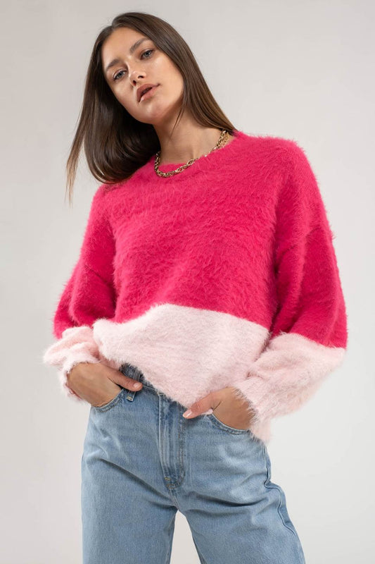 Two-Tone Fuzzy Sweater