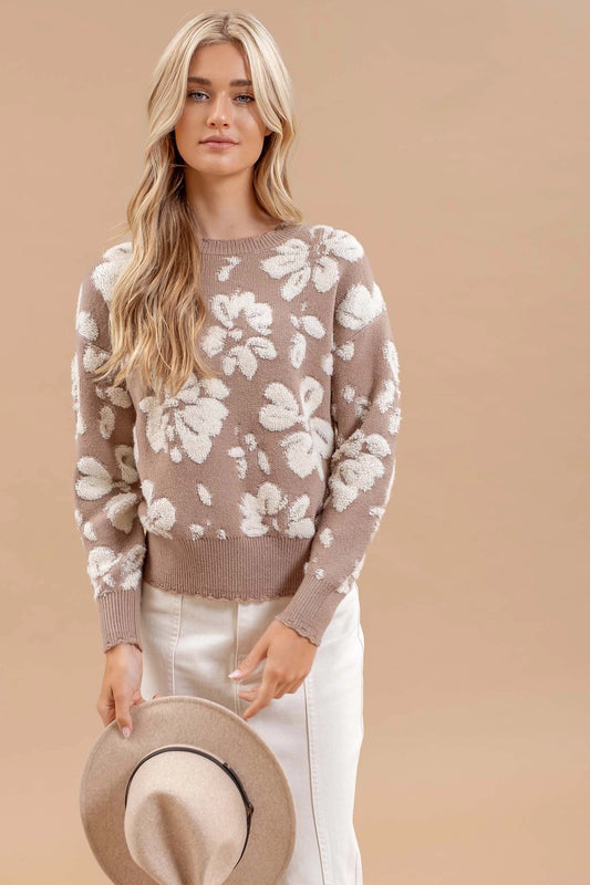 Floral Distressed Sweater