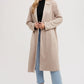 Suede Longline Open Front Coat