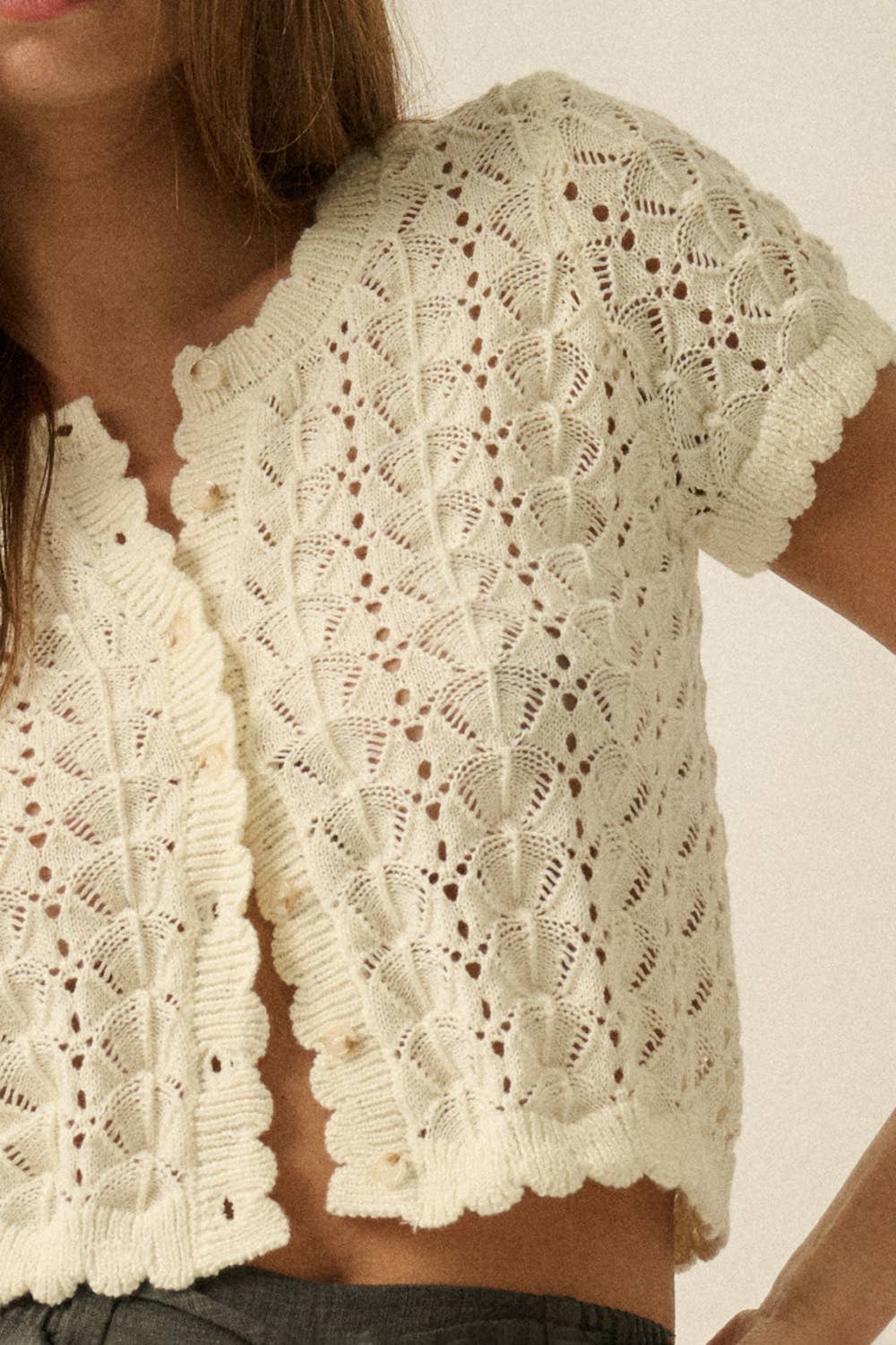 Pointelle Crochet Cardigan